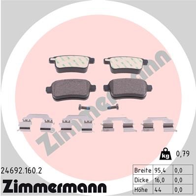 Bromsbeläggsats, Bakaxel Zimmermann 24692.160.2 ZIMMERMANN
