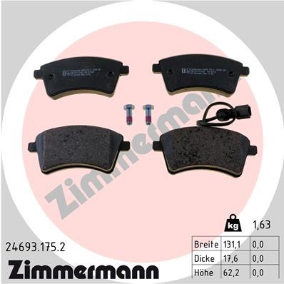 Bromsbeläggsats, Framaxel Zimmermann 24693.175.2 ZIMMERMANN