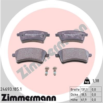 Bromsbeläggsats, Framaxel Zimmermann 24693.185.1 ZIMMERMANN