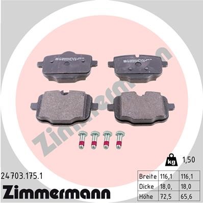 Bromsbeläggsats, Bakaxel Zimmermann 24703.175.1 ZIMMERMANN