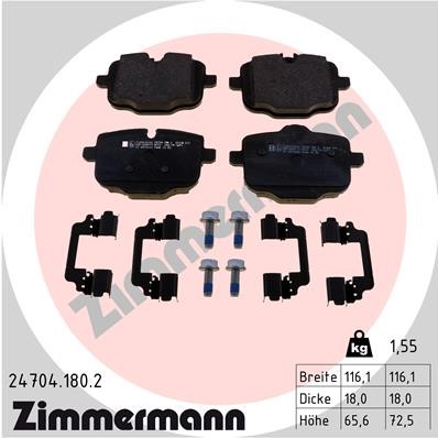 Bromsbeläggsats, Bakaxel Zimmermann 24704.180.2 ZIMMERMANN