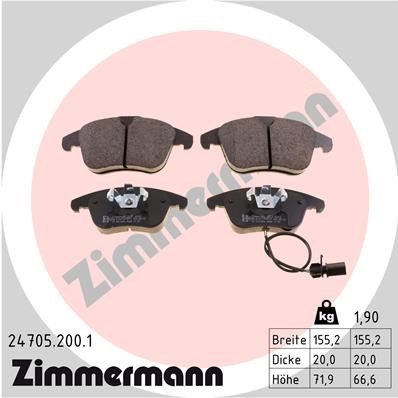 Bromsbeläggsats, Framaxel Zimmermann 24705.200.1 ZIMMERMANN