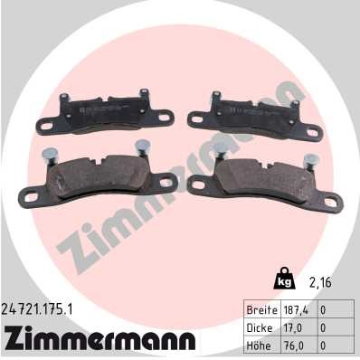 Bromsbeläggsats, Bakaxel Zimmermann 24721.175.1 ZIMMERMANN