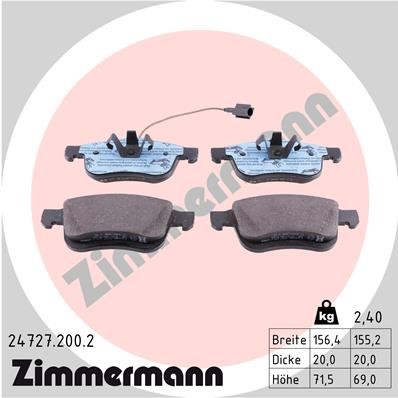 Bromsbeläggsats, Framaxel Zimmermann 24727.200.2 ZIMMERMANN