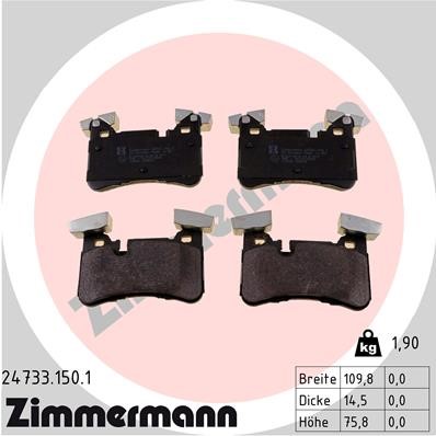 Bromsbeläggsats, Bakaxel Zimmermann 24733.150.1 ZIMMERMANN