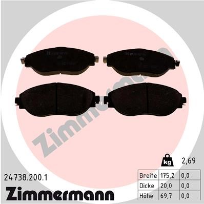 Bromsbeläggsats, Framaxel Zimmermann 24738.200.1 ZIMMERMANN