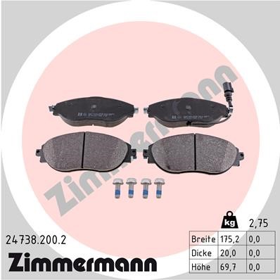 Bromsbeläggsats, Framaxel Zimmermann 24738.200.2 ZIMMERMANN