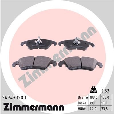Bromsbeläggsats, Framaxel Zimmermann 24743.190.1 ZIMMERMANN