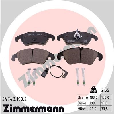 Bromsbeläggsats, Framaxel Zimmermann 24743.190.2 ZIMMERMANN