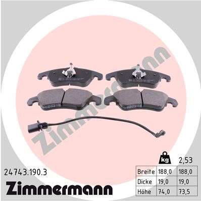 Bromsbeläggsats, Framaxel Zimmermann 24743.190.3 ZIMMERMANN