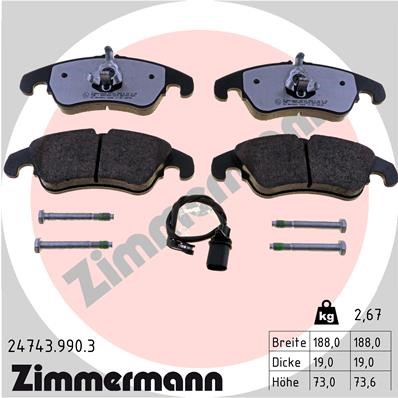 Bromsbeläggsats, Framaxel Zimmermann Rd:z 24743.990.3 ZIMMERMANN