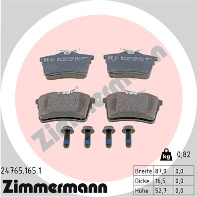 Bromsbeläggsats, Bakaxel Zimmermann 24765.165.1 ZIMMERMANN