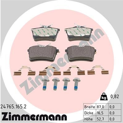 Bromsbeläggsats, Bakaxel Zimmermann 24765.165.2 ZIMMERMANN