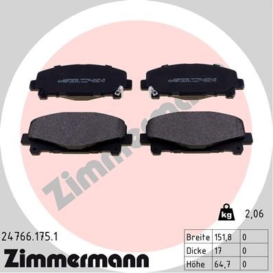 Bromsbeläggsats, Framaxel Zimmermann 24766.175.1 ZIMMERMANN