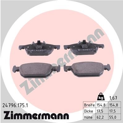 Bromsbeläggsats, Framaxel Zimmermann 24796.175.1 ZIMMERMANN