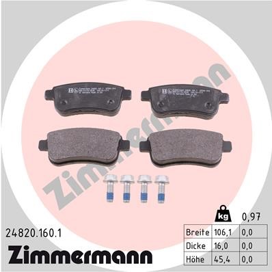 Bromsbeläggsats, Bakaxel Zimmermann 24820.160.1 ZIMMERMANN