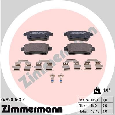 Bromsbeläggsats, Bakaxel Zimmermann 24820.160.2 ZIMMERMANN