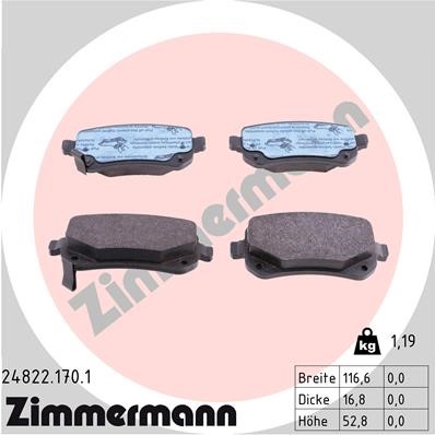 Bromsbeläggsats, Bakaxel Zimmermann 24822.170.1 ZIMMERMANN