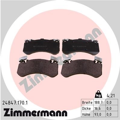 Bromsbeläggsats, Framaxel Zimmermann 24847.170.1 ZIMMERMANN