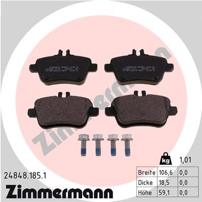 Bromsbeläggsats, Bakaxel Zimmermann 24848.185.1 ZIMMERMANN