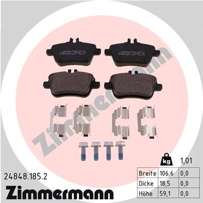 Bromsbeläggsats, Bakaxel Zimmermann 24848.185.2 ZIMMERMANN Bromsbeläggsats, Bakaxel Zimmermann 24848.185.2 ZIMMERMANN