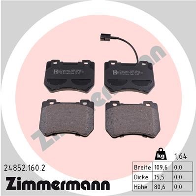 Bromsbeläggsats, Framaxel Zimmermann 24852.160.2 ZIMMERMANN