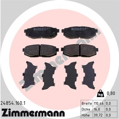 Bromsbeläggsats, Bakaxel Zimmermann 24854.160.1 ZIMMERMANN
