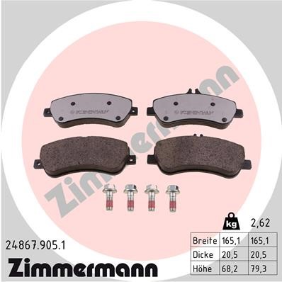 Bromsbeläggsats, Framaxel Zimmermann Rd:z 24867.905.1 ZIMMERMANN