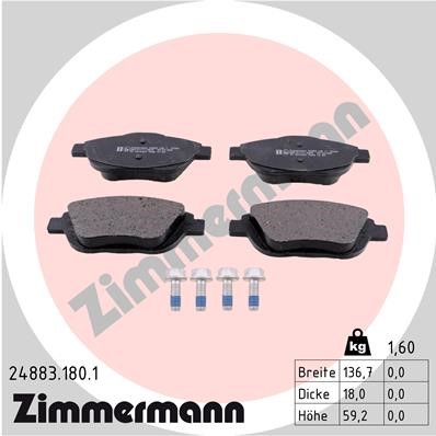 Bromsbeläggsats, Framaxel Zimmermann 24883.180.1 ZIMMERMANN