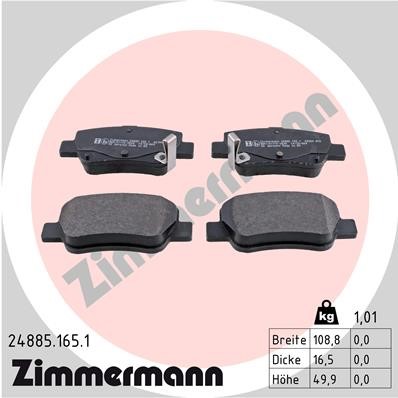 Bromsbeläggsats, Bakaxel Zimmermann 24885.165.1 ZIMMERMANN