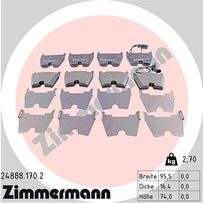 Bromsbeläggsats, Framaxel Zimmermann 24888.170.2 ZIMMERMANN