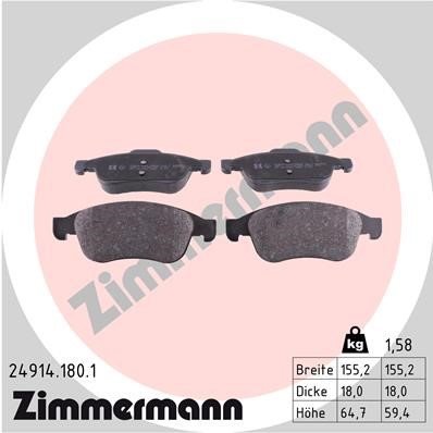 Bromsbeläggsats, Framaxel Zimmermann 24914.180.1 ZIMMERMANN