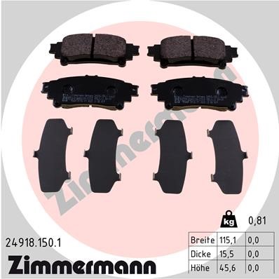 Bromsbeläggsats, Bakaxel Zimmermann 24918.150.1 ZIMMERMANN