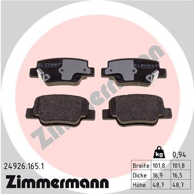Bromsbeläggsats, Bakaxel Zimmermann 24926.165.1 ZIMMERMANN