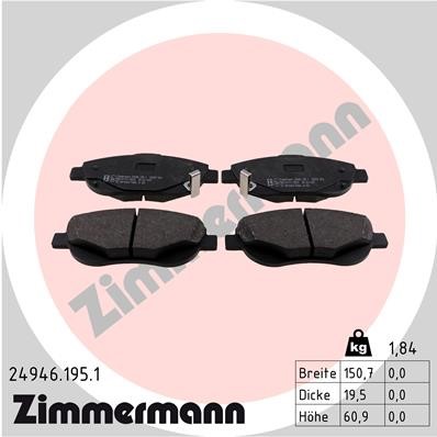 Bromsbeläggsats, Framaxel Zimmermann 24946.195.1 ZIMMERMANN