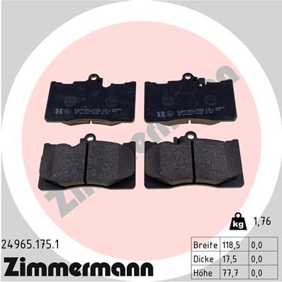 Bromsbeläggsats, Framaxel Zimmermann 24965.175.1 ZIMMERMANN