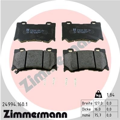 Bromsbeläggsats, Framaxel Zimmermann 24994.160.1 ZIMMERMANN