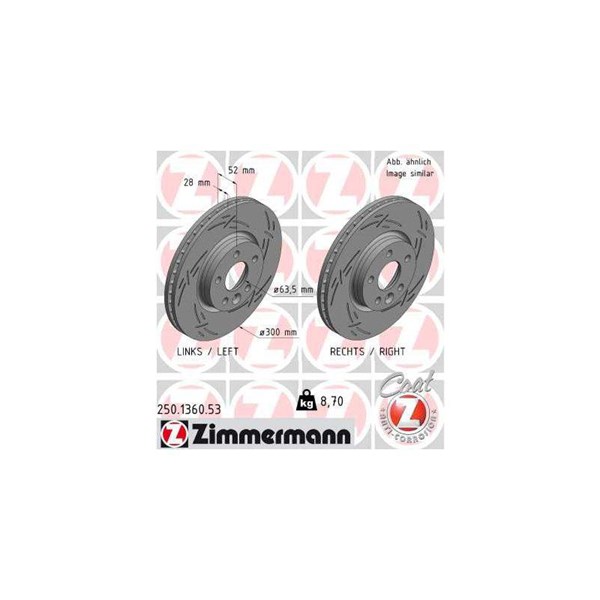 Bromsskiva Ventilerad, Framaxel Zimmermann Black Z 250.1360.53 ZIMMERMANN