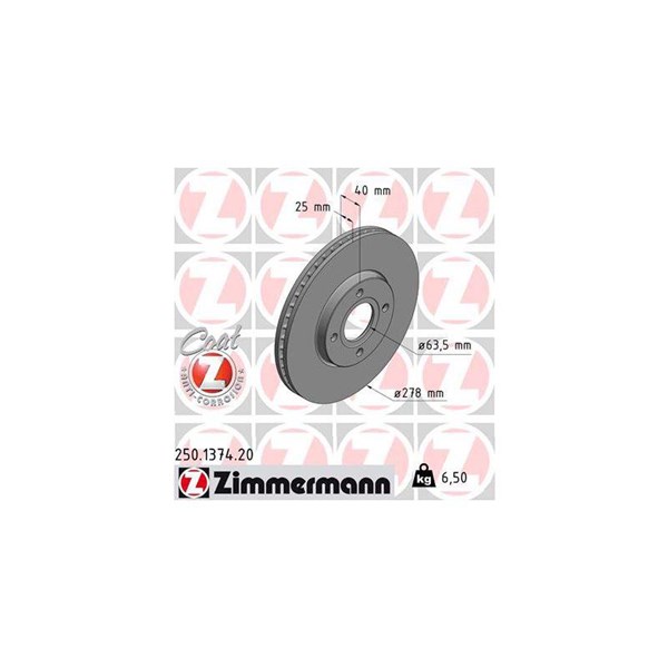 Bromsskiva Ventilerad, Framaxel Zimmermann 250.1374.20 ZIMMERMANN Bromsskiva Ventilerad, Framaxel Zimmermann 250.1374.20 ZIMMERMANN