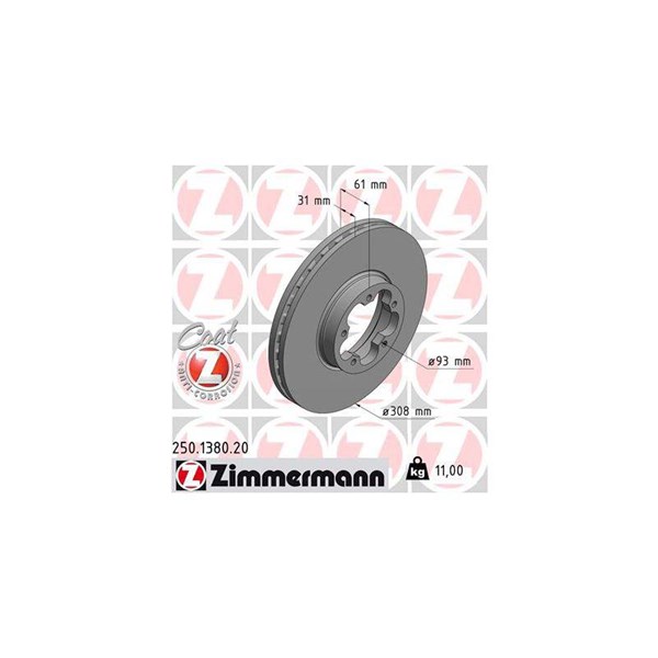 Bromsskiva Ventilerad, Framaxel Zimmermann 250.1380.20 ZIMMERMANN Bromsskiva Ventilerad, Framaxel Zimmermann 250.1380.20 ZIMMERMANN