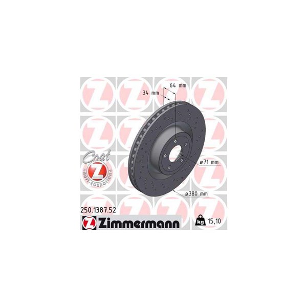 Bromsskiva Ventilerad, Framaxel Zimmermann 250.1387.52 ZIMMERMANN