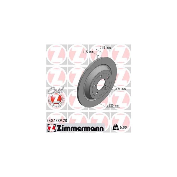 Bromsskiva Solid, Bakaxel Zimmermann 250.1389.20 ZIMMERMANN