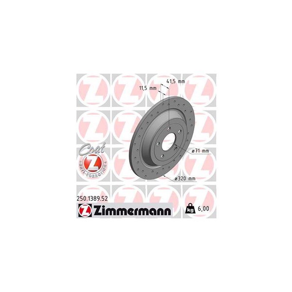 Bromsskiva Solid, Bakaxel Zimmermann 250.1389.52 ZIMMERMANN Bromsskiva Solid, Bakaxel Zimmermann 250.1389.52 ZIMMERMANN
