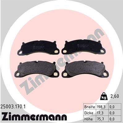 Bromsbeläggsats, Framaxel Zimmermann 25003.170.1 ZIMMERMANN