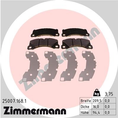 Bromsbeläggsats, Framaxel Zimmermann 25007.168.1 ZIMMERMANN