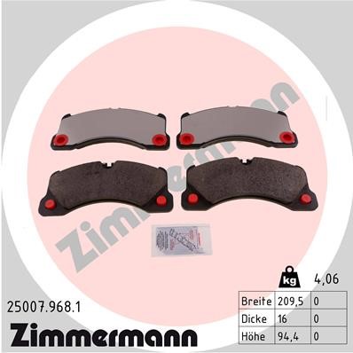Bromsbeläggsats, Framaxel Zimmermann Rd:z 25007.968.1 ZIMMERMANN