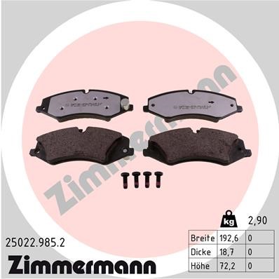Bromsbeläggsats, Framaxel Zimmermann Rd:z 25022.985.2 ZIMMERMANN