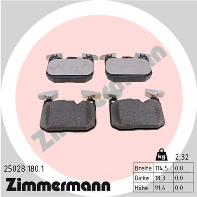 Bromsbeläggsats, Framaxel Zimmermann 25028.180.1 ZIMMERMANN