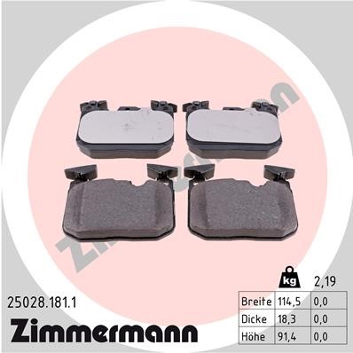 Bromsbeläggsats, Framaxel Zimmermann 25028.181.1 ZIMMERMANN