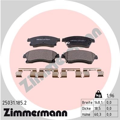 Bromsbeläggsats, Framaxel Zimmermann 25031.185.2 ZIMMERMANN